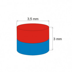 Magnes neodymowy – walec śr.3,5x3 N 80 °C, VMM5-N38