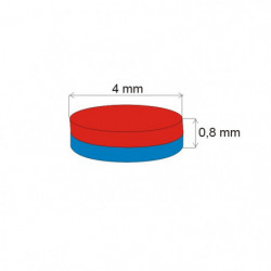 Magnes neodymowy – walec śr.4x0,8 N 80 °C, VMM4-N30