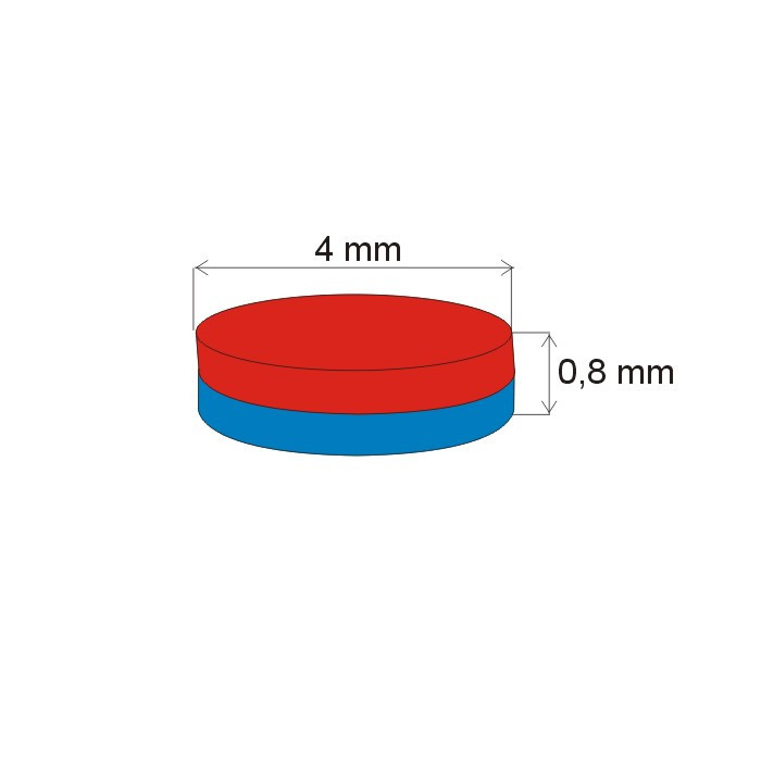 Magnes neodymowy – walec śr.4x0,8 N 80 °C, VMM4-N30