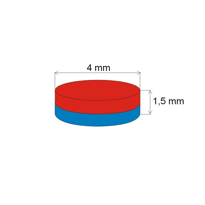 Magnes neodymowy – walec śr.4x1,5 N 80 °C, VMM7-N42