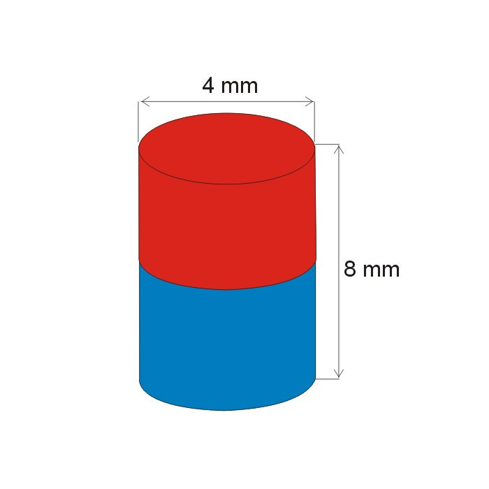 Magnes neodymowy – walec śr.4x8 N 80 °C, VMM2-N30