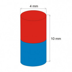 Magnes neodymowy – walec śr.4x10 N 80 °C, VMM8-N45
