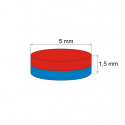 Magnes neodymowy – walec śr.5x1,5 Z 80 °C, VMM4-N30