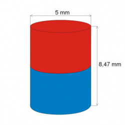Magnes neodymowy – walec śr.5x8,47 N 80 °C, VMM8-N45
