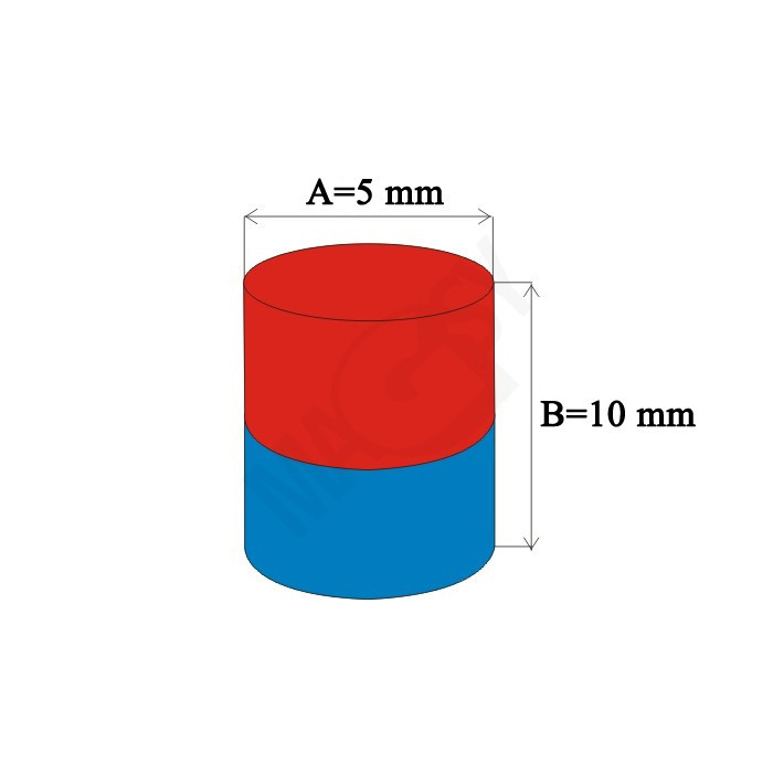 Magnes neodymowy – walec śr.5x10 N 80 °C, VMM8-N45