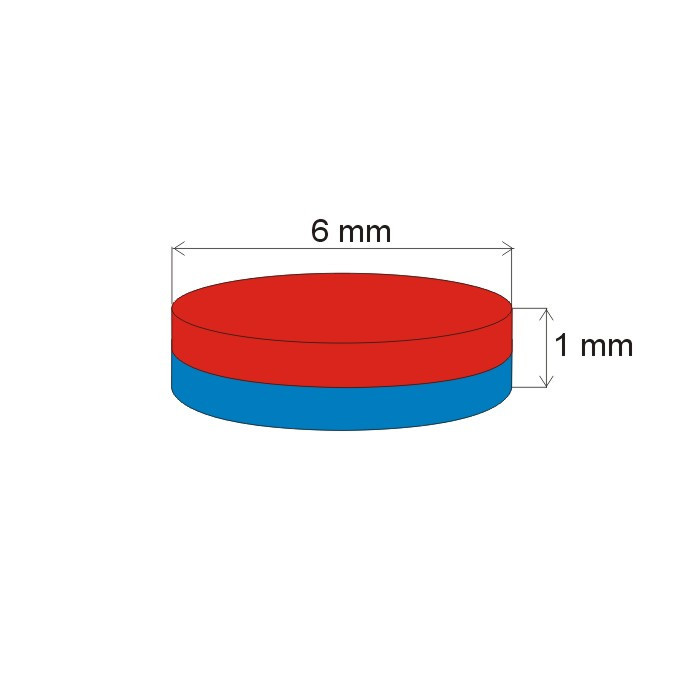 Magnes neodymowy – walec śr.6x1 E 80 °C, VMM10-N50