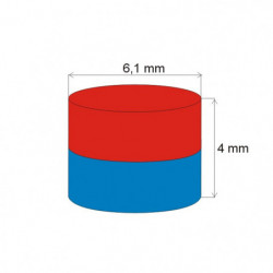 Magnes neodymowy – walec śr.6,1x4 N 80 °C, VMM4-N35