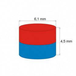 Magnes neodymowy – walec śr.6,1x4,5 N 80 °C, VMM10-N50