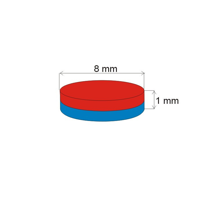 Magnes neodymowy – walec śr.8x1 N 80 °C, VMM6-N40