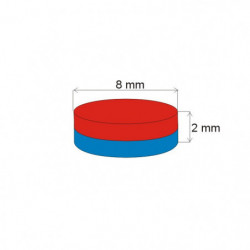 Magnes neodymowy – walec śr.8x2 N 80 °C, VMM4-N30