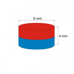 Magnes neodymowy – walec śr.8x4 N 80 °C, VMM5-N38