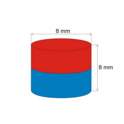 Magnes neodymowy – walec śr.8x8 Z 150 °C, VMM3SH-N33SH