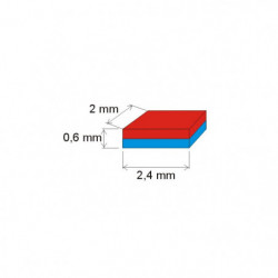 Magnes neodymowy – prostopadłościan 2,4x2x0,6 N 150 °C, VMM8SH-N45SH