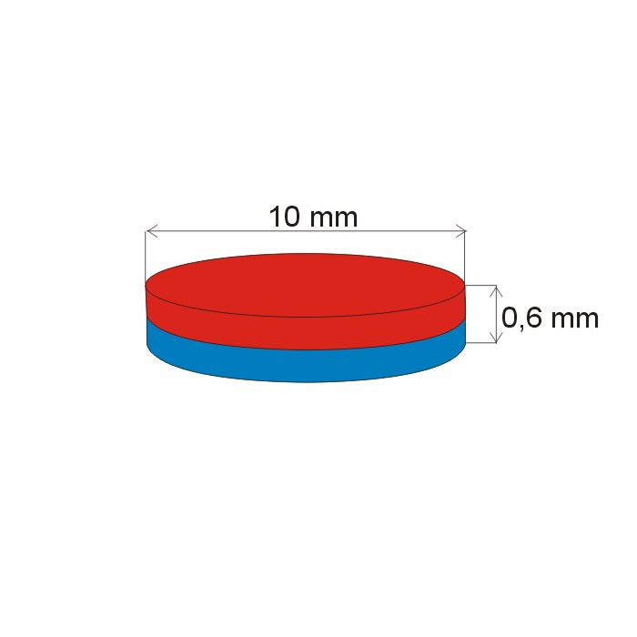 Magnes neodymowy – walec śr.10x0,6 N 80 °C, VMM7-N42
