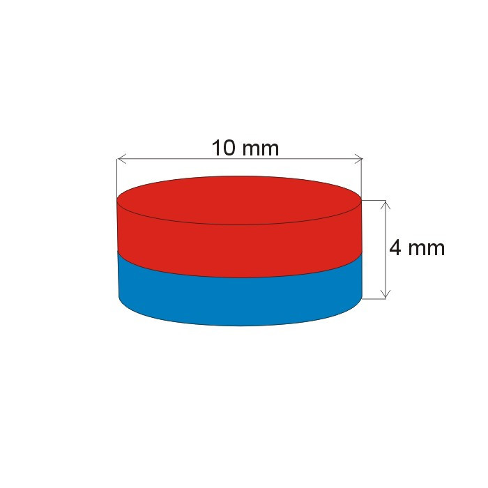 Magnes neodymowy – walec śr.10x4 N 200°C, VMM1EH-N25EH