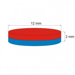 Magnes neodymowy – walec śr.12x2 N 80 °C, VMM7-N42