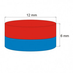 Magnes neodymowy – walec śr.12x6 N 80 °C, VMM8-N45