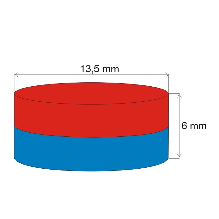 Magnes neodymowy – walec śr.13,5x6 N 80 °C, VMM7-N42
