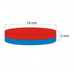 Magnes neodymowy – walec śr.14x2 N 80 °C, VMM5-N38