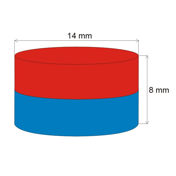 Magnes neodymowy – walec śr.14x8 N 80 °C, VMM4-N30