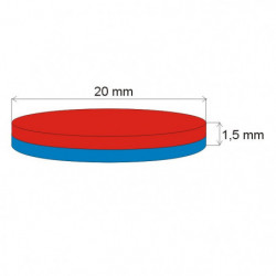 Magnes neodymowy – walec śr.20x1,5 N 80 °C, VMM4-N35