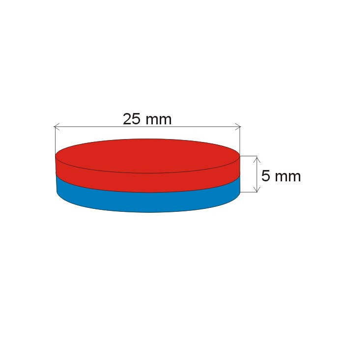 Magnes neodymowy – walec śr.25x5 N 80 °C, VMM4-N35