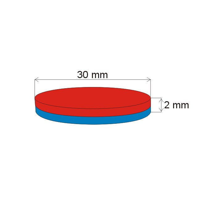 Magnes neodymowy – walec śr.30x2 N 80 °C, VMM5-N38