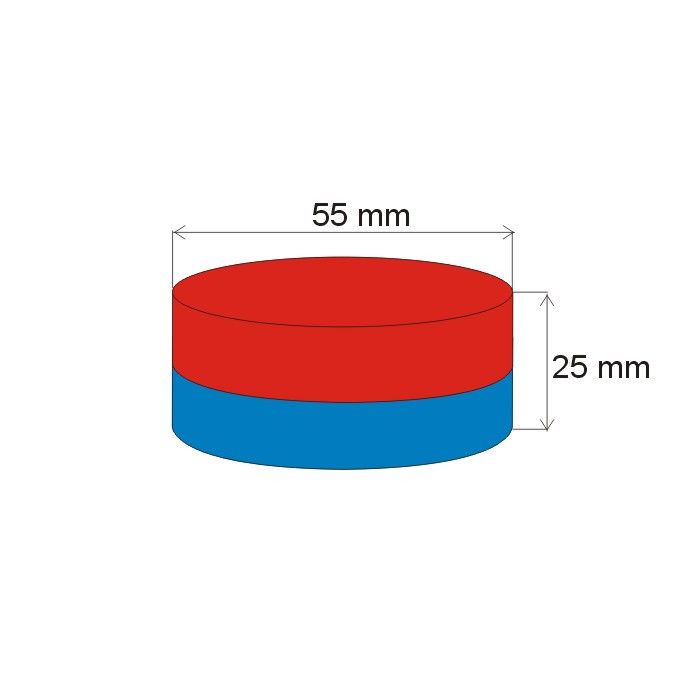 Magnes neodymowy – walec śr.55x25 N 80 °C, VMM7-N42