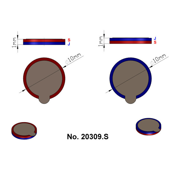 Samoprzylepny magnes neodymowy – walec śr.10x1 N 80 °C - zestaw 2 szt, VMM4-N35