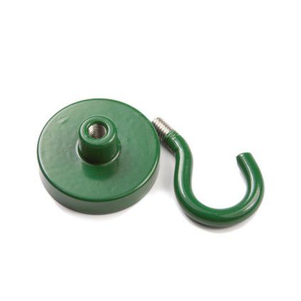 Zielony neodymowy haczyk magnetyczny o średnicy 32 mm i sile odrywania 280 N